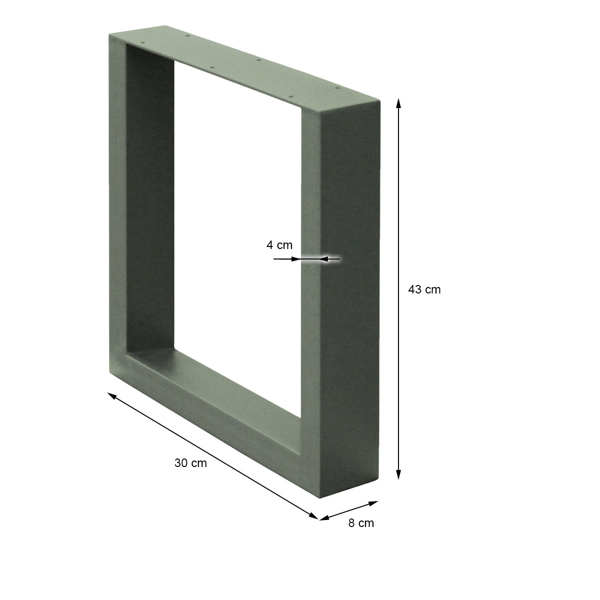 ECD Germany Möbel Pied de table acier gris lot 2 30x43 cm