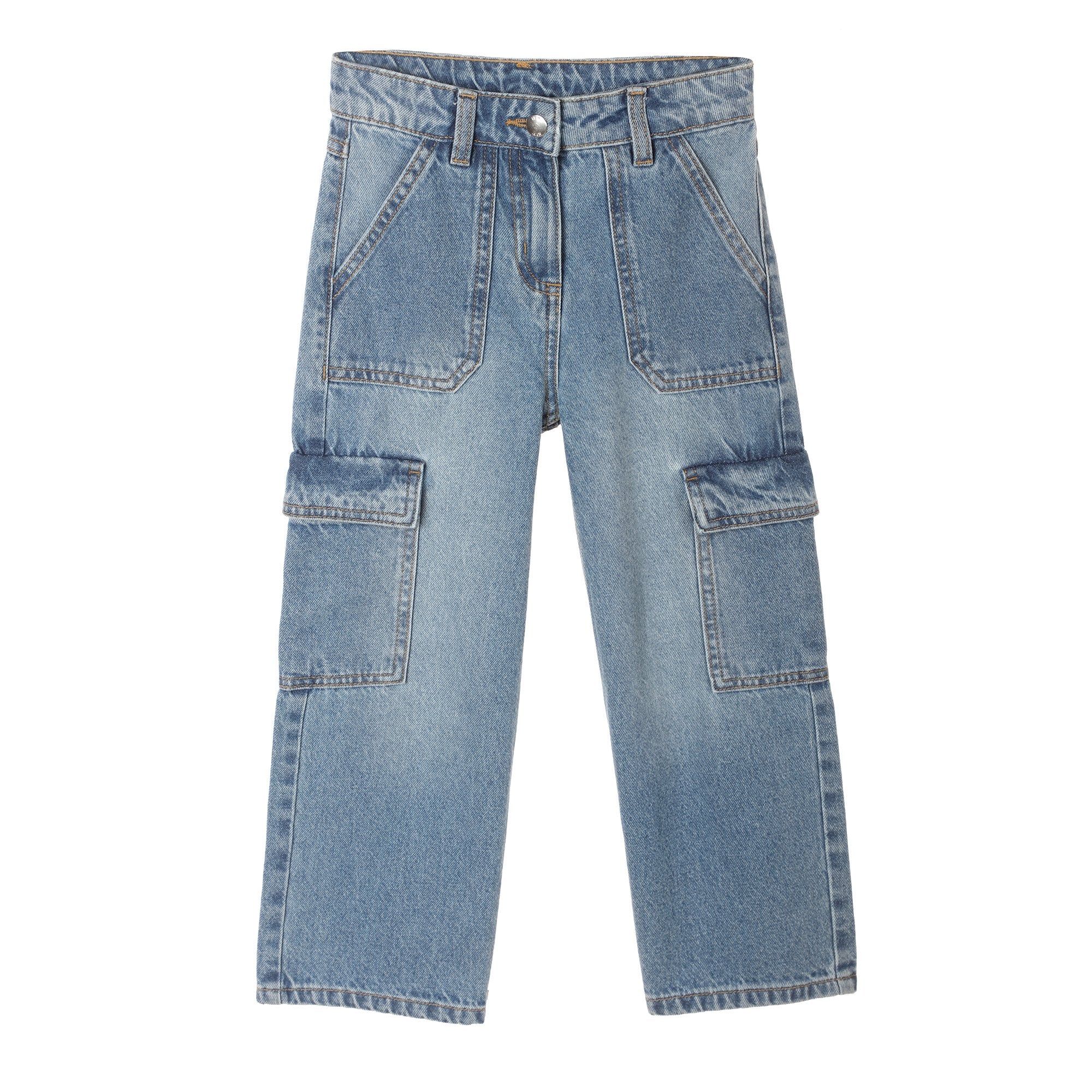Stokomani Mode Jean Cargo Enfant Bleu