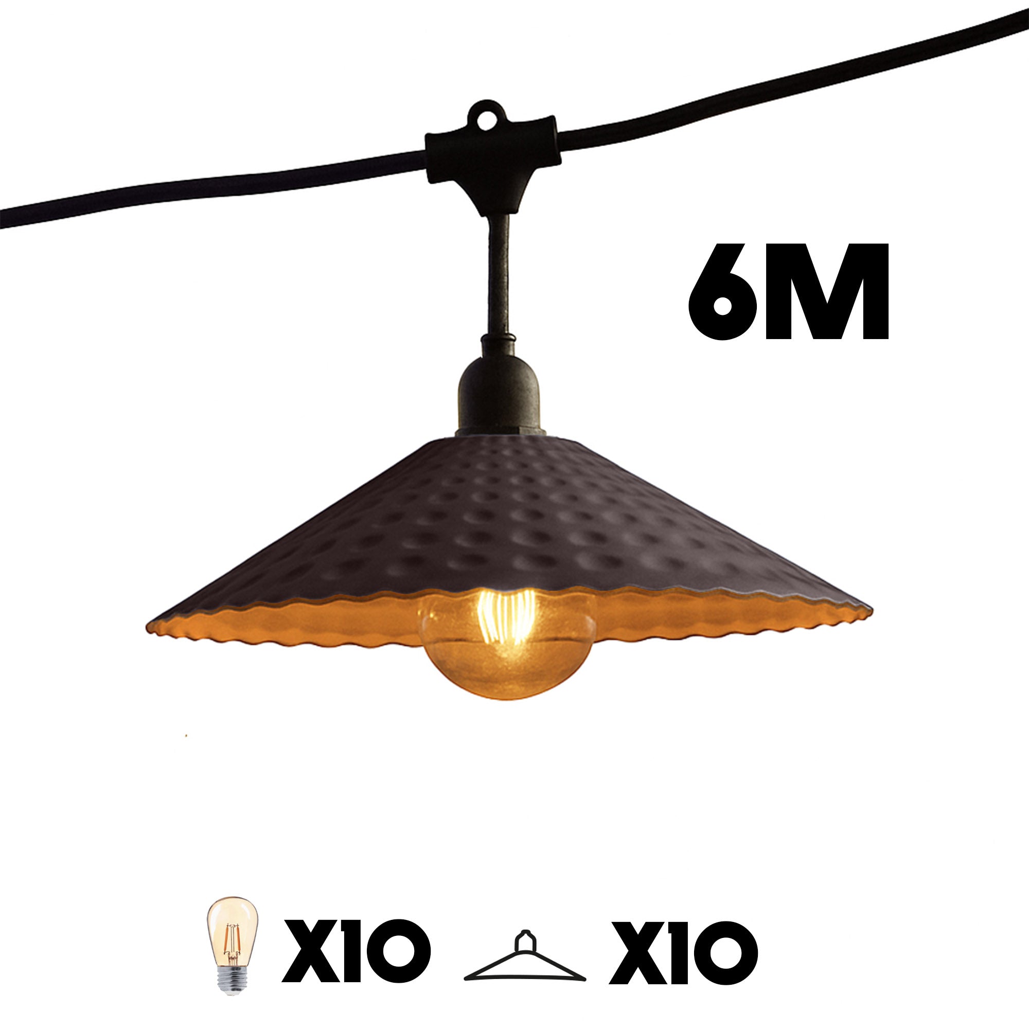Red Deco Vinty Light 6m guirlande 10 LED E27 vintage