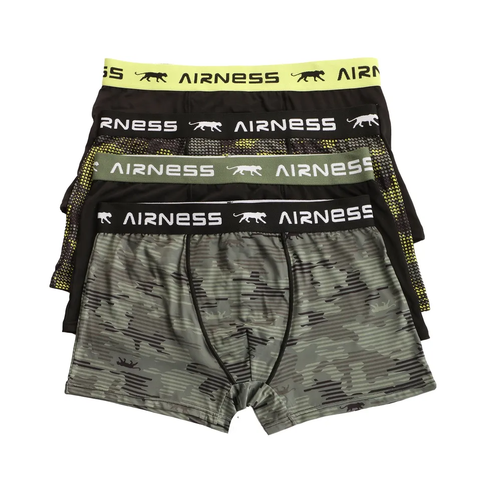 Airness Lot 4 Boxers Vert Homme Sous-Vêtement Coton
