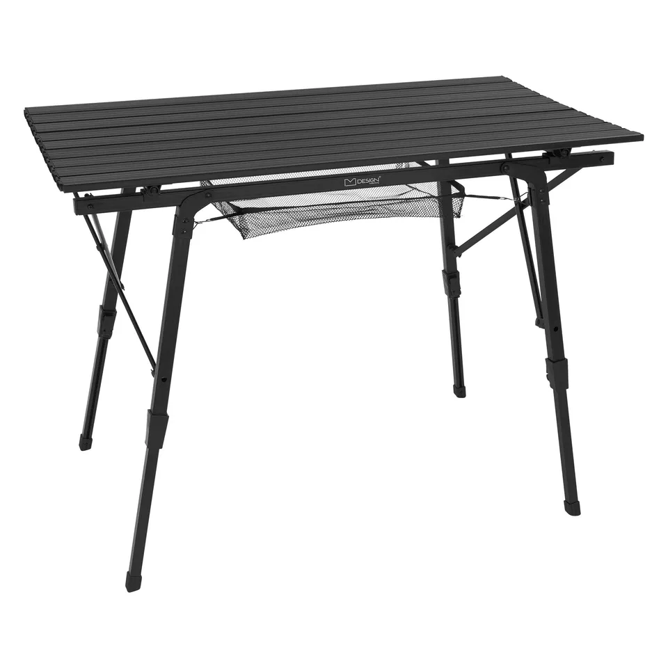 ECD Germany table camping pliante alu 90cm noire hauteur réglable +housse