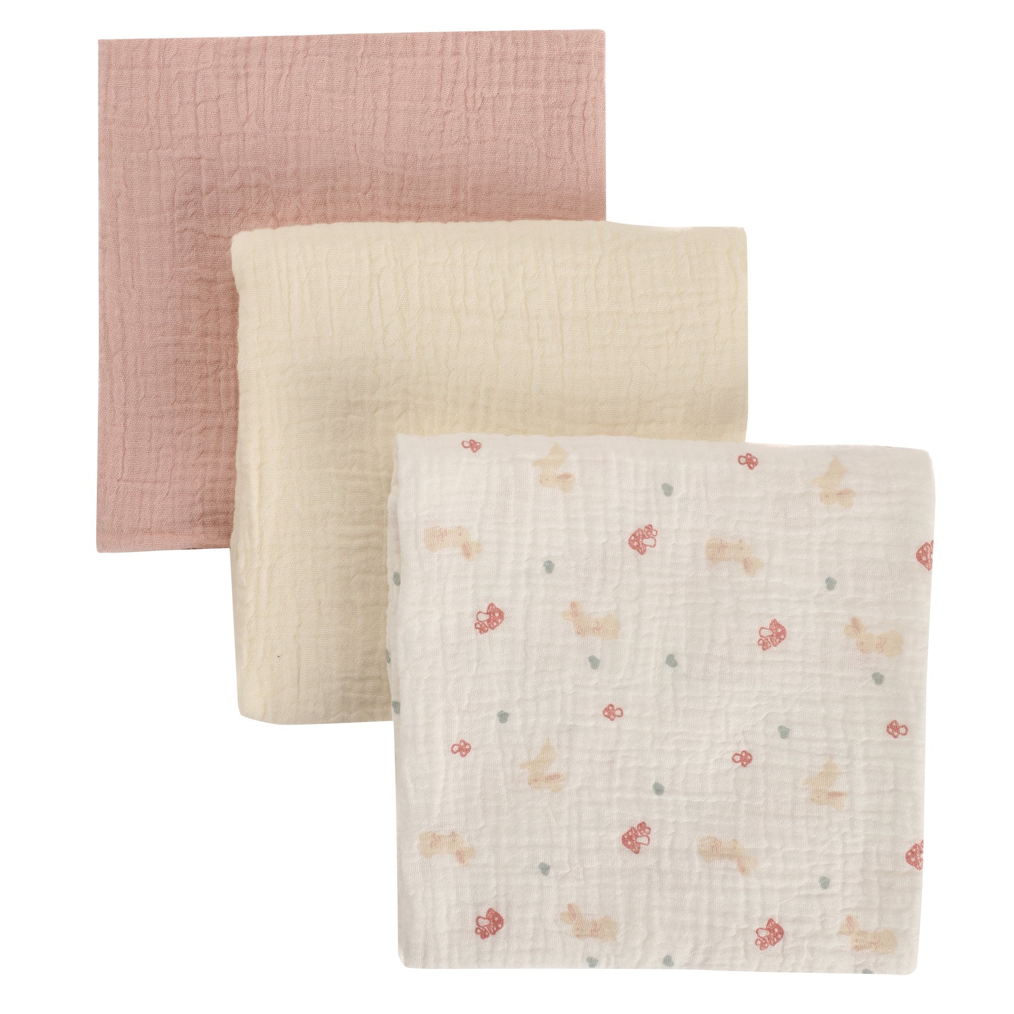 Stokomani Puériculture lot 3 langes bébé 73x73 cm coton