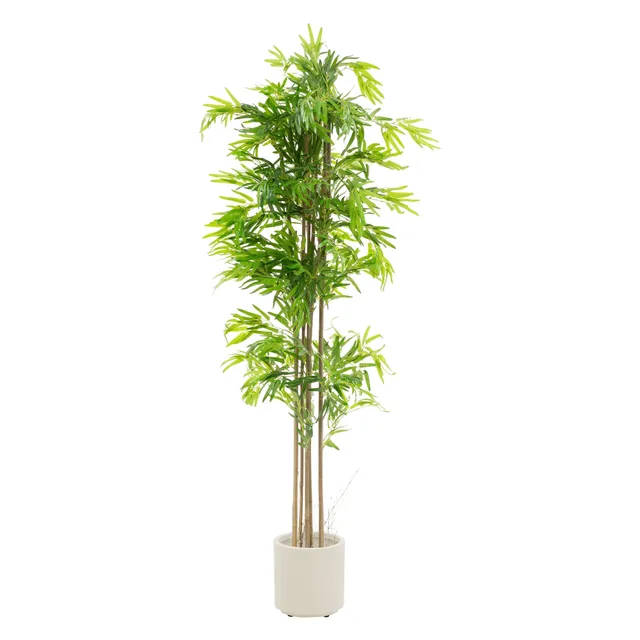 ECD Haus & Wohnen Faux Bambou 210 cm Plante Artificielle Tige Bois