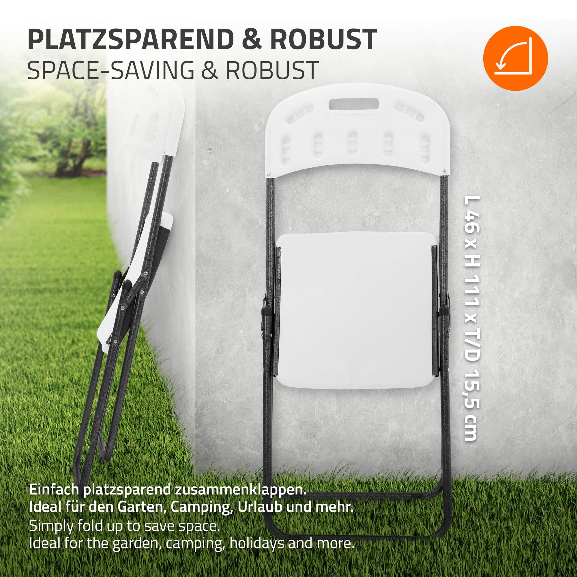 ECD Germany Garten chaise pliante blanche lot de 4 acier