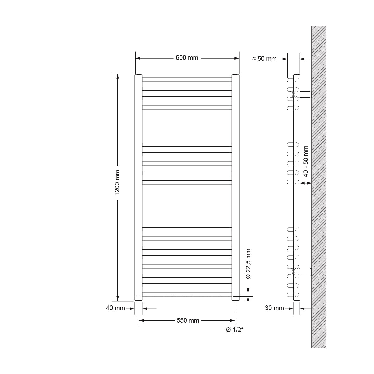 ECD Germany Sahara sèche-serviettes chromé 60x120 cm courbe