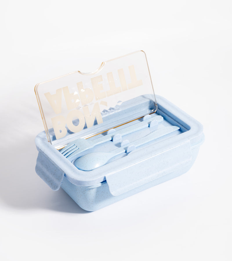 L'avant gardiste Bon appétit lunch box 1100 ml paille de blé + couverts