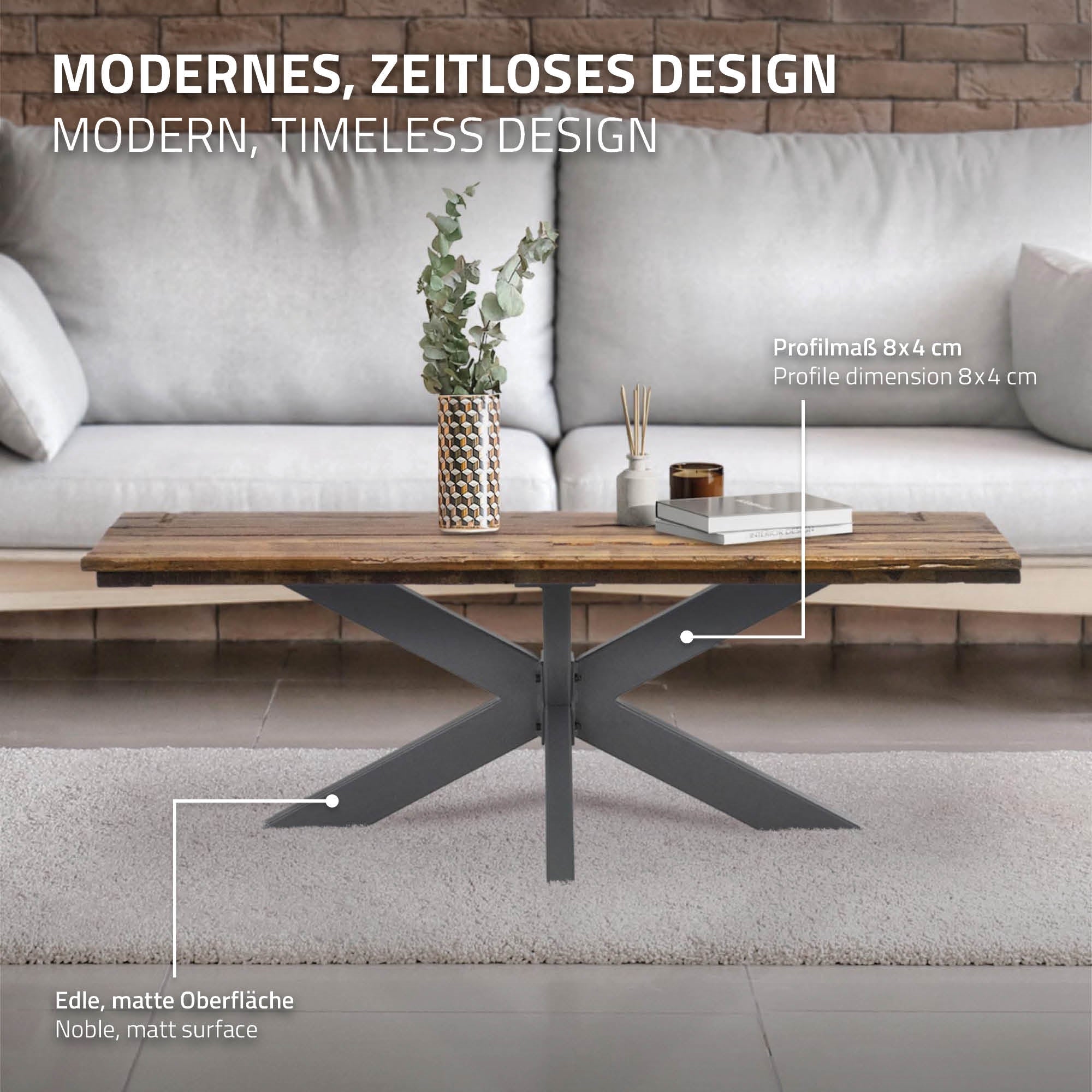 ML-Design Pieds de table X-Design 98x58x43 cm anthracite
