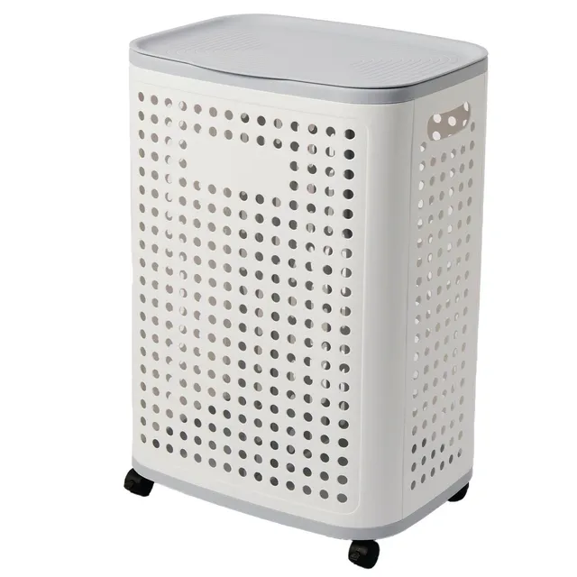 Red Deco Lars panier à linge 60L plastique couvercle roulettes