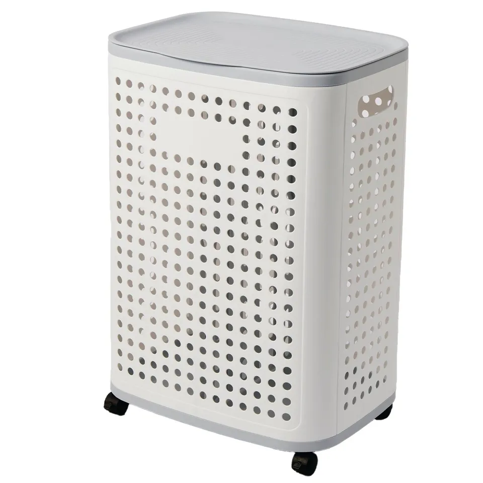 Red Deco Lars panier à linge 60L plastique couvercle roulettes