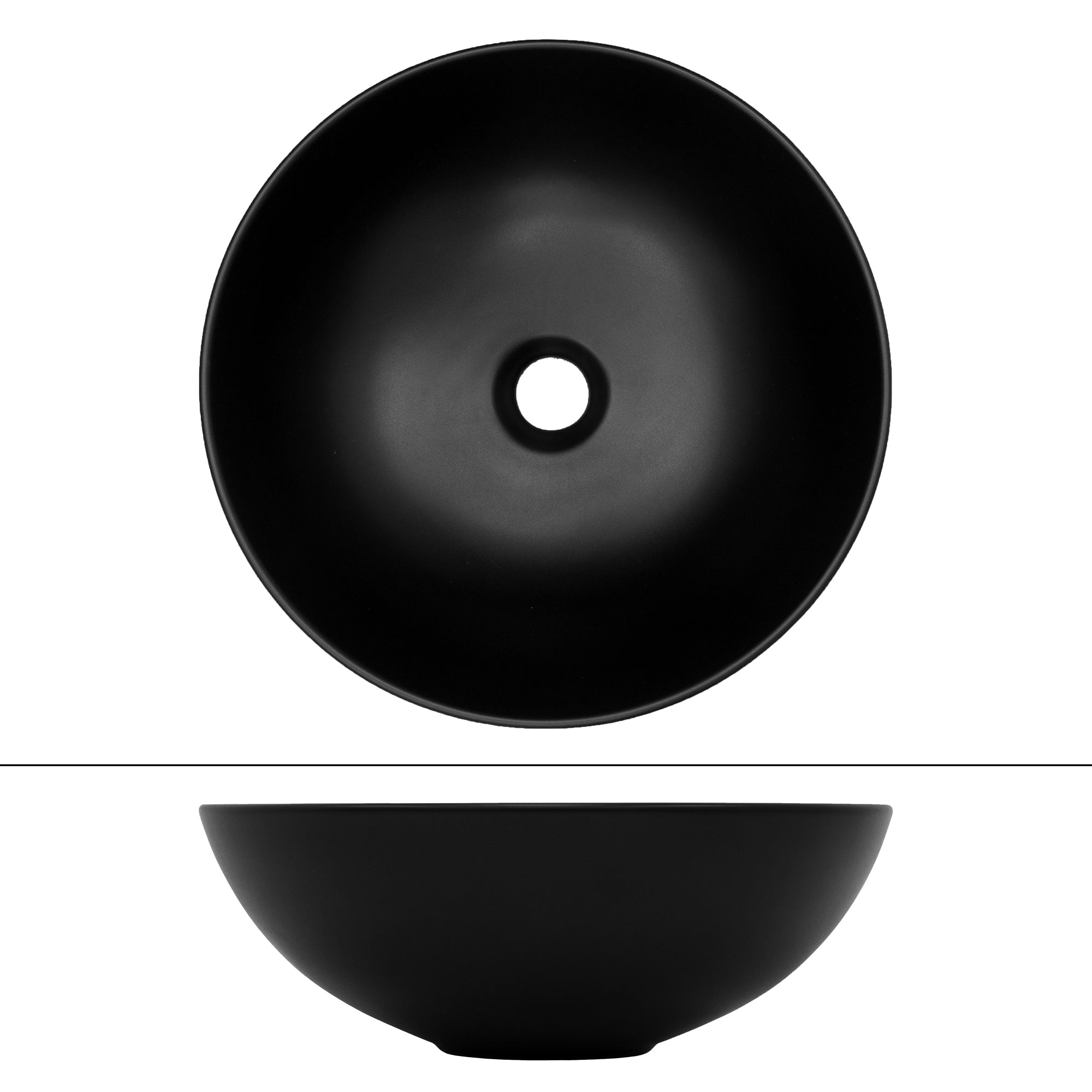 ML-Design vasque à poser céramique noire Ø40x14,5 cm avec bonde