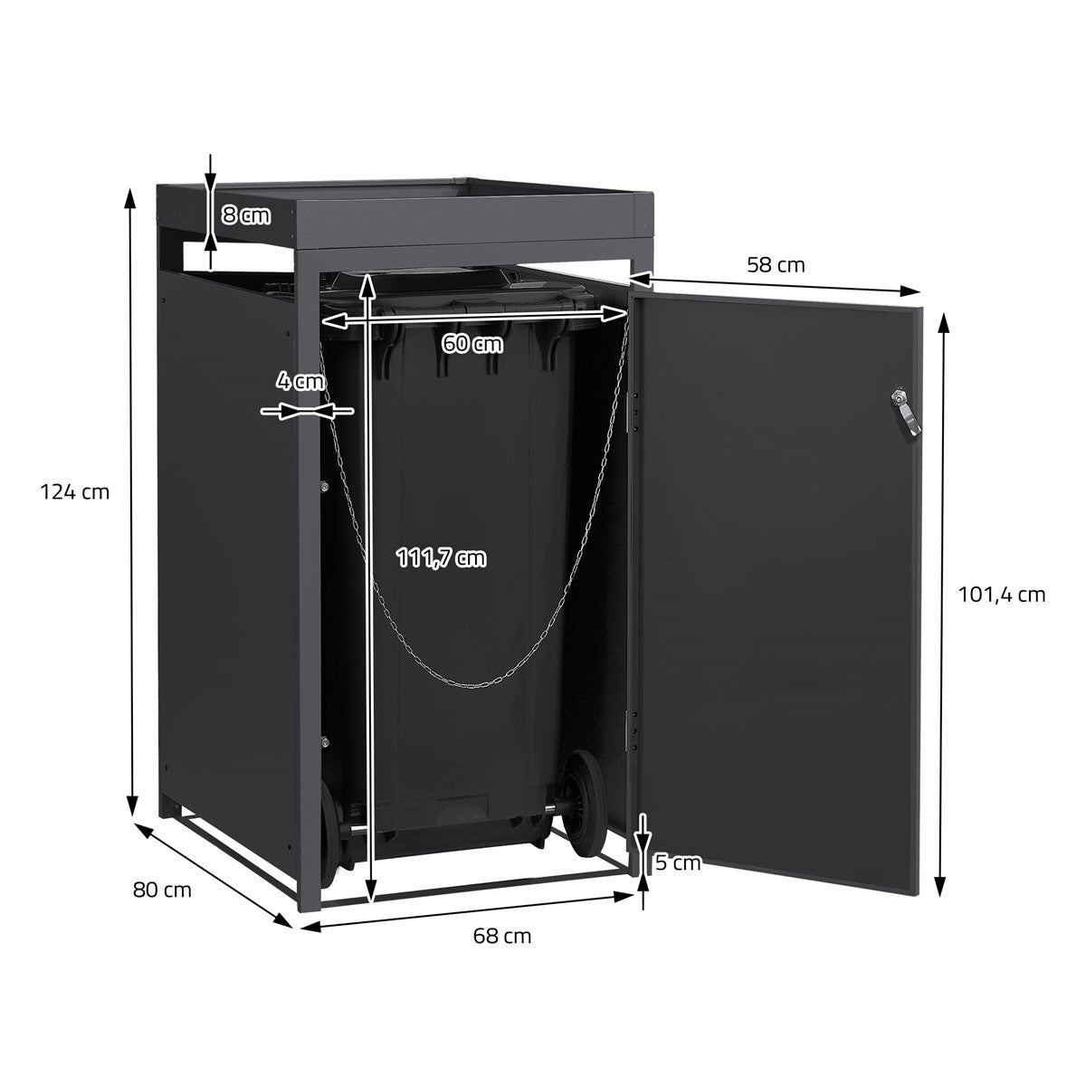 ECD Germany Garten Cache-poubelle triple rouille 200 cm