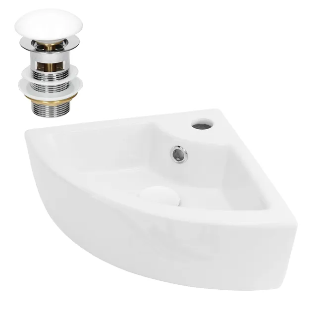 ECD Germany LuxeBath 46x33x13 cm lavabo blanc céramique avec bonde