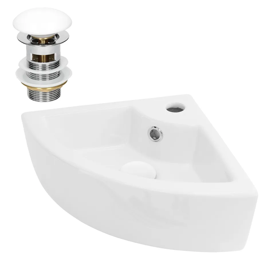 ECD Germany LuxeBath 46x33x13 cm lavabo blanc céramique avec bonde