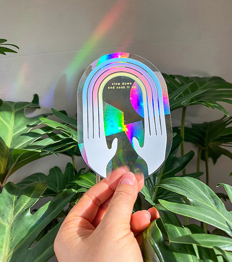 L'avant gardiste sticker arc-en-ciel fenêtre Slow down