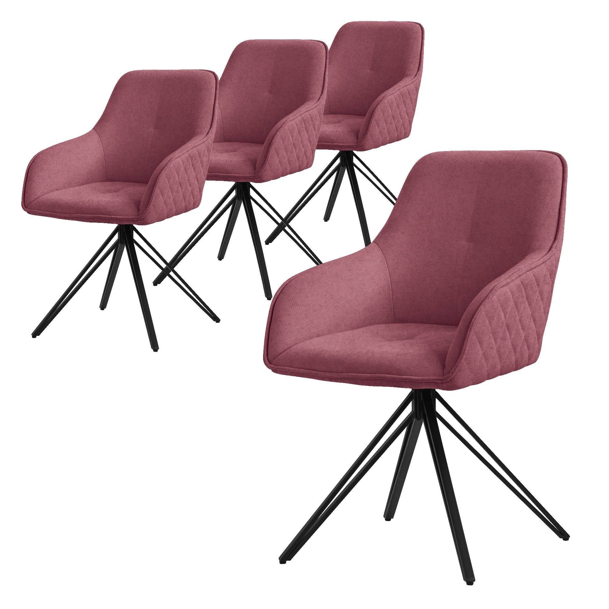 ECD Germany Möbel chaise salle à manger pivotante vieux rose lot de 2
