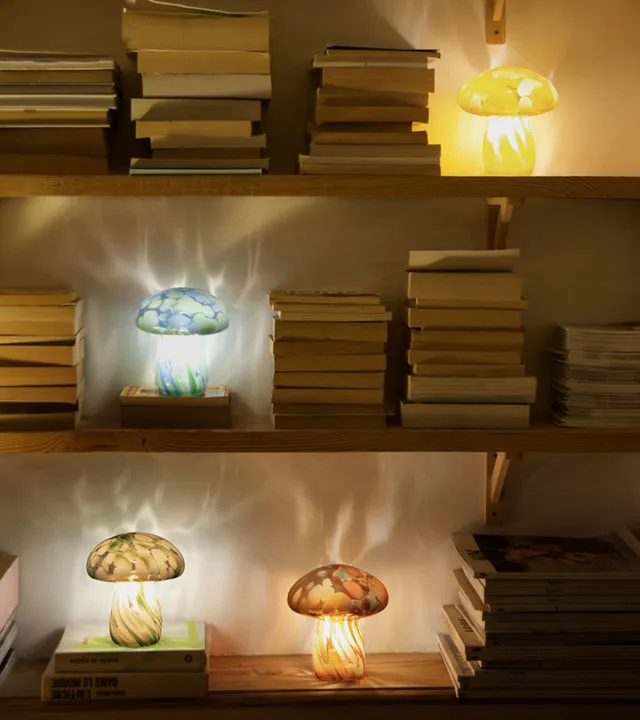 L'avant gardiste lampe champignon verre sans fil multicolore