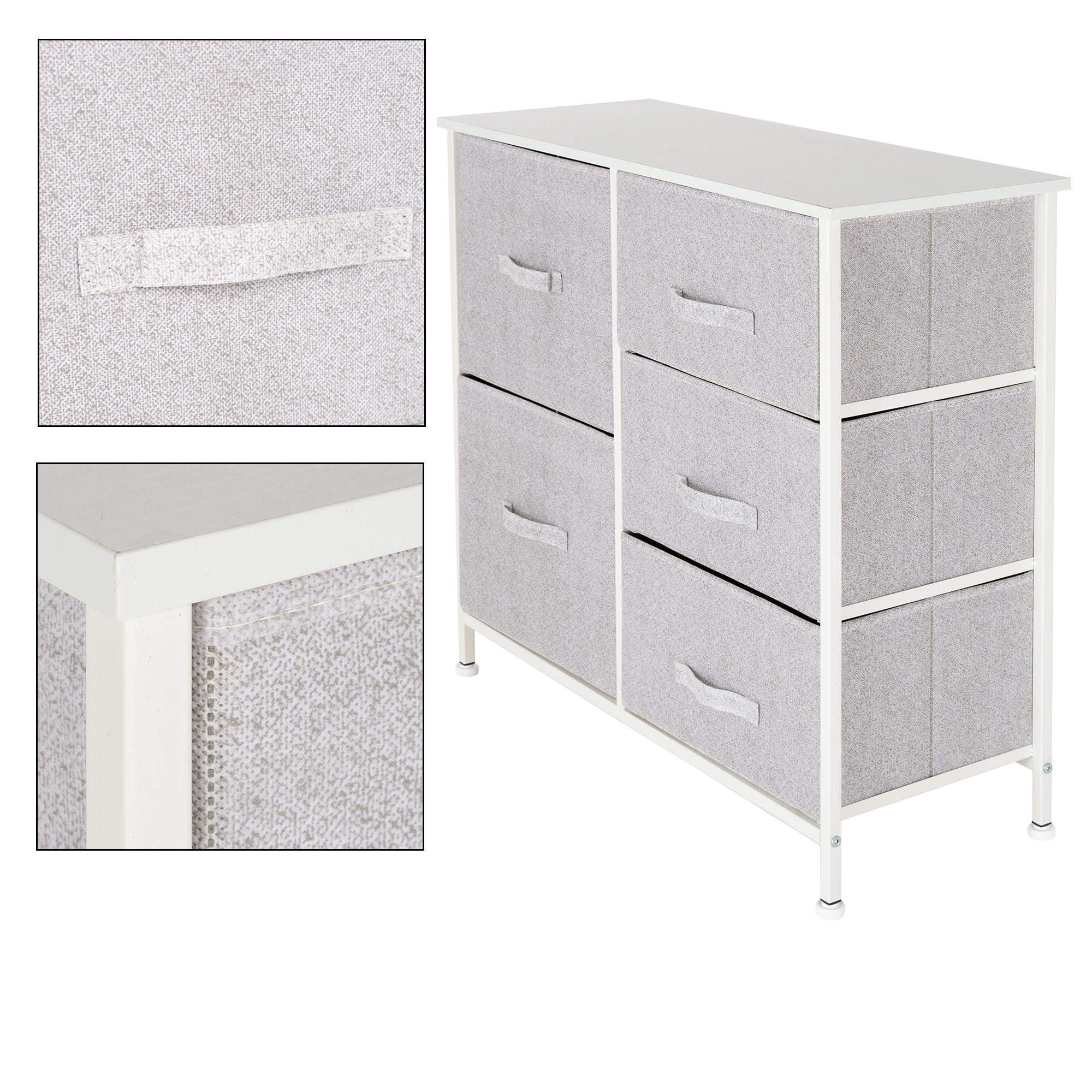ECD Germany ML-Design commode 5 tiroirs blanc 80 cm
