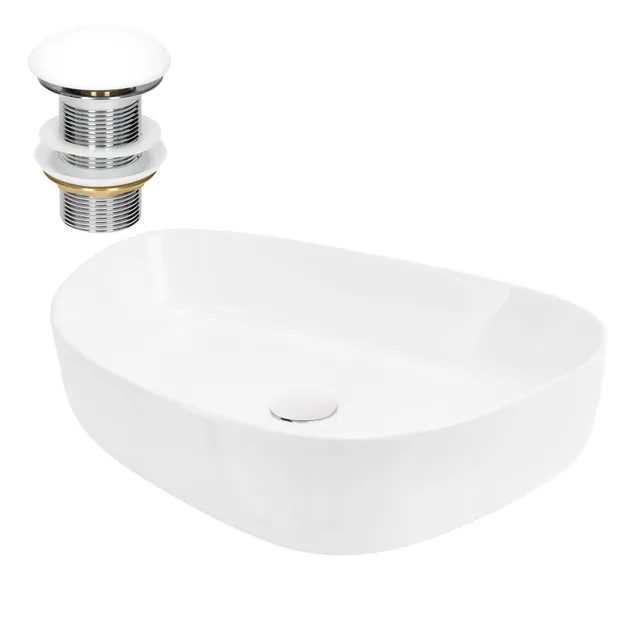 LuxeBath vasque céramique blanche 55x42 cm sans trop-plein