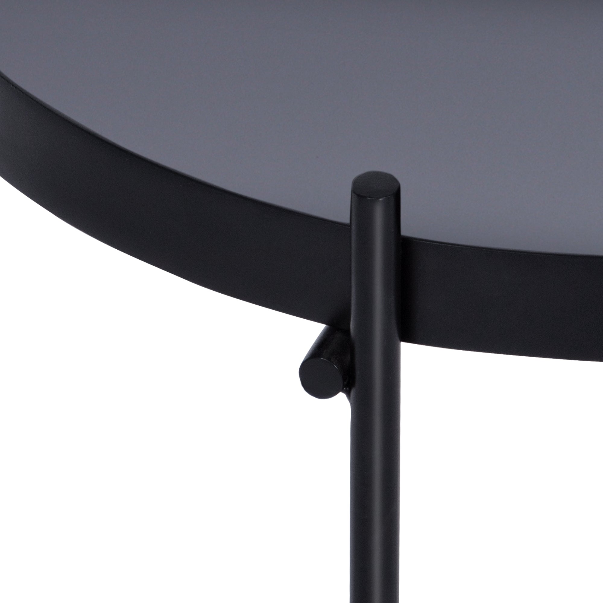 ECD Germany Möbel Table d appoint ronde 43x45 cm noir verre métal