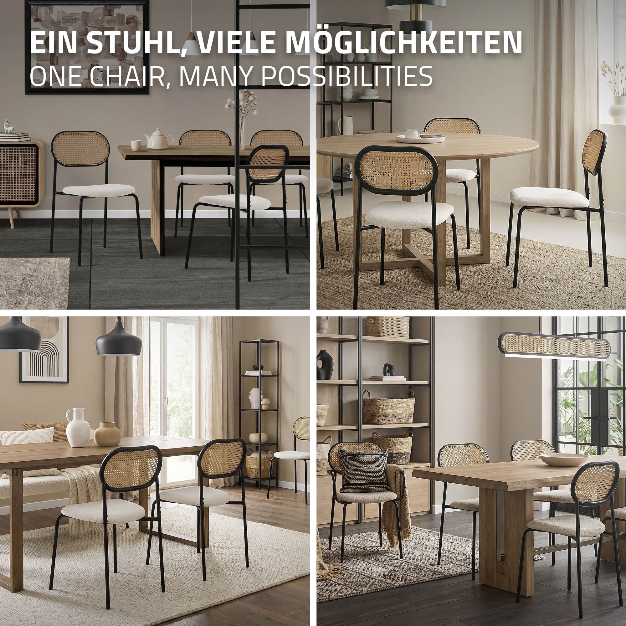 ECD Germany ML-Design chaise salle à manger beige lot 6