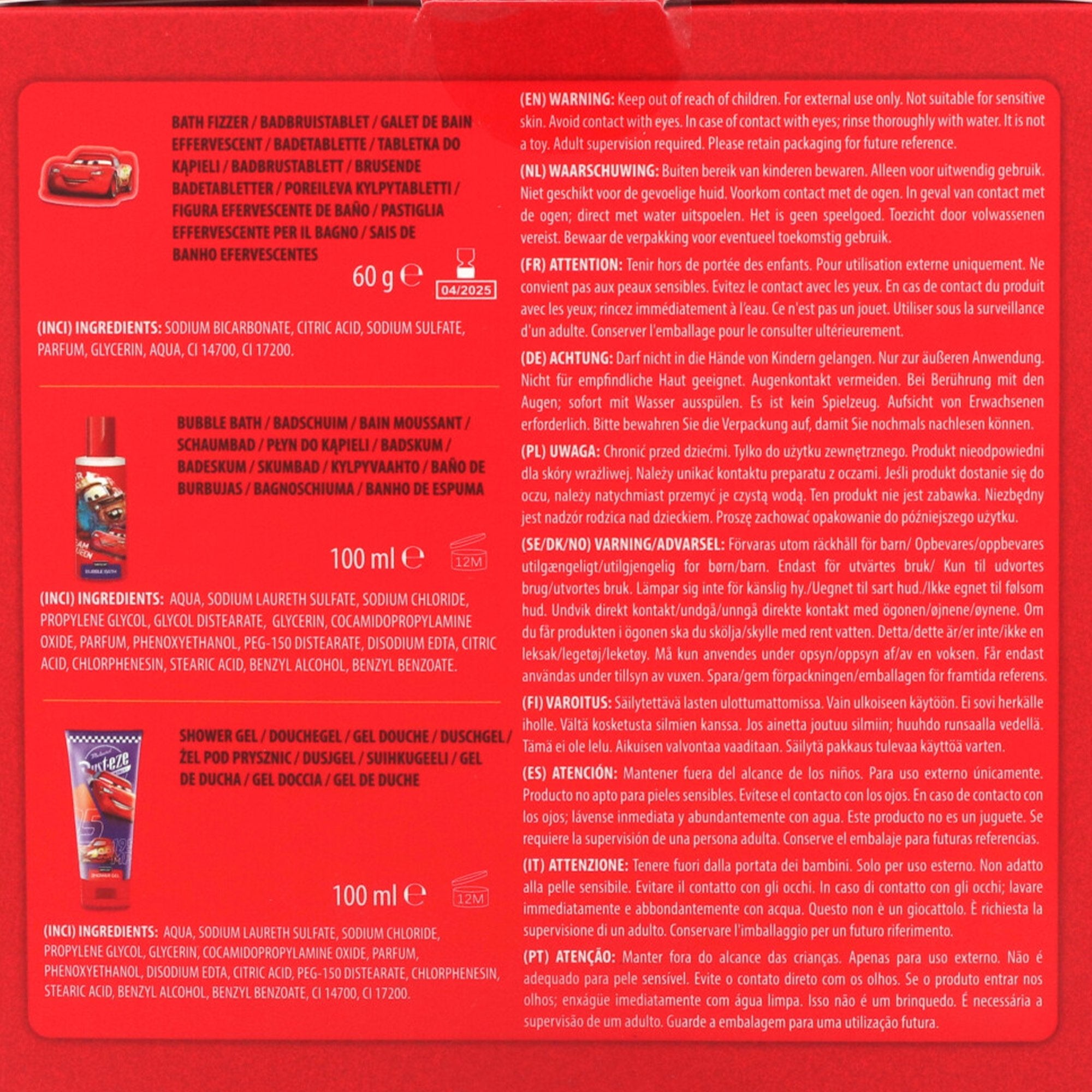 Cars Coffret de bain gel douche 100 ml coffret cadeau enfant