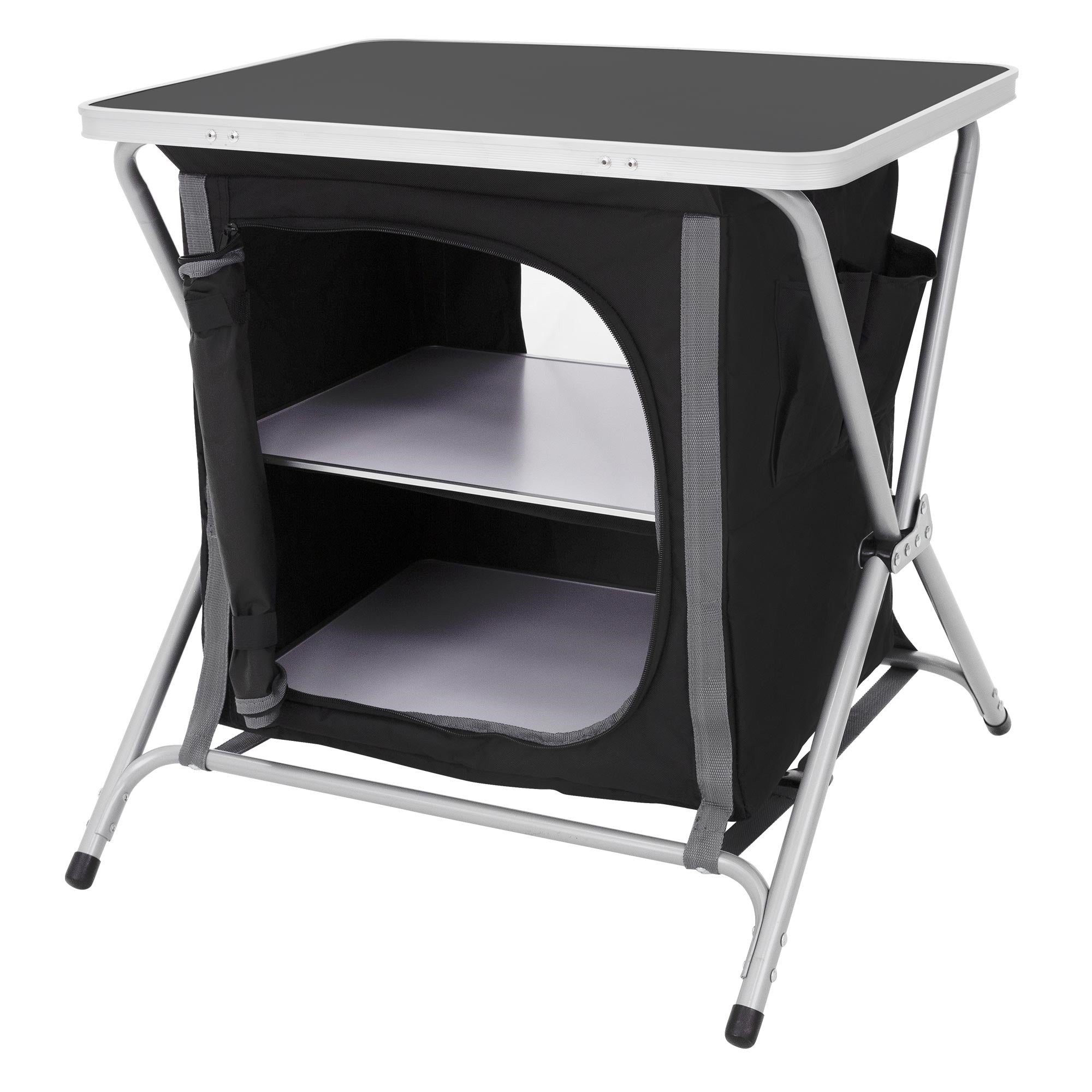 ECD Germany Sport Armoire camping pliante Gris/Bois 60x64x45 cm