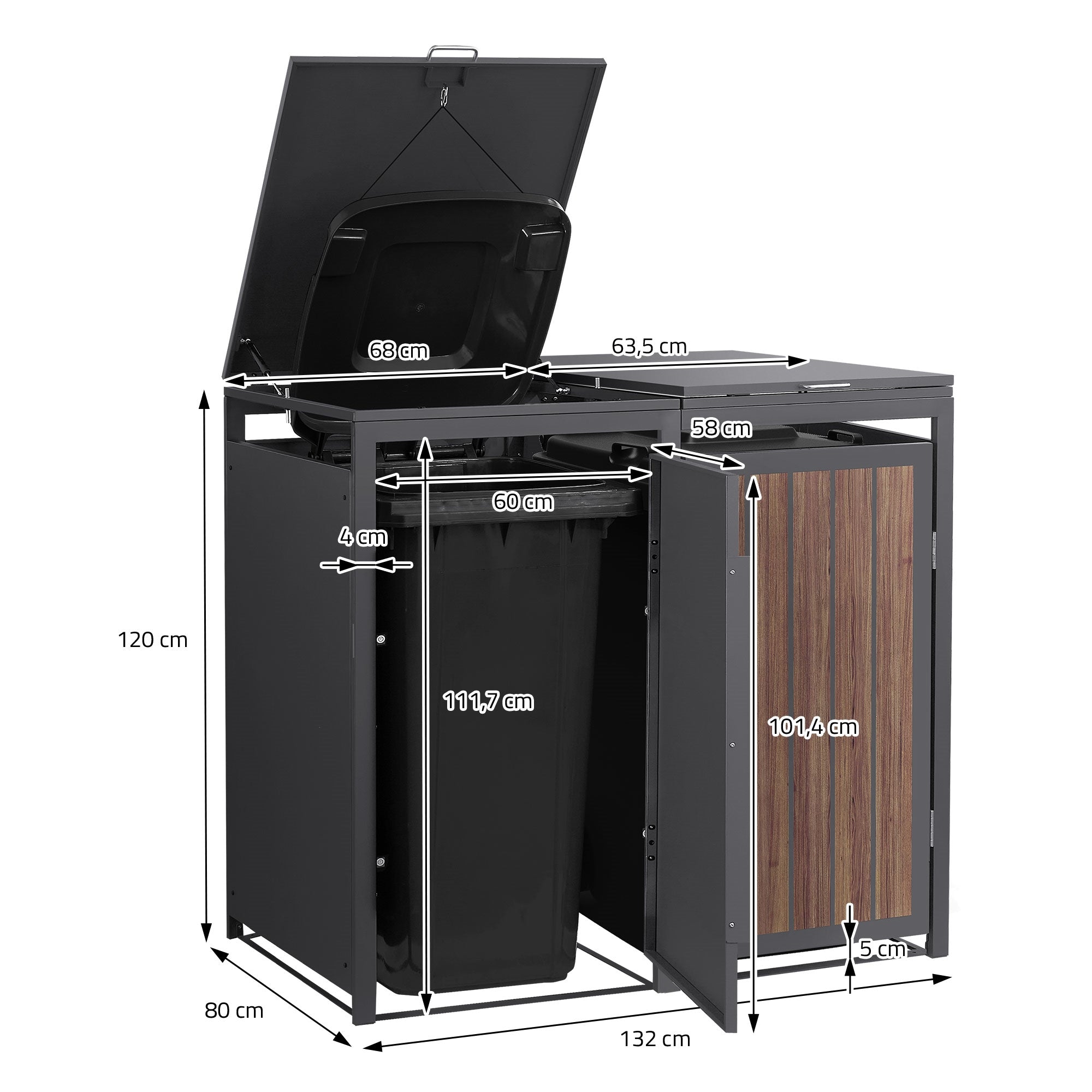 ECD Germany ML-Design cache-poubelles double 240L anthracite