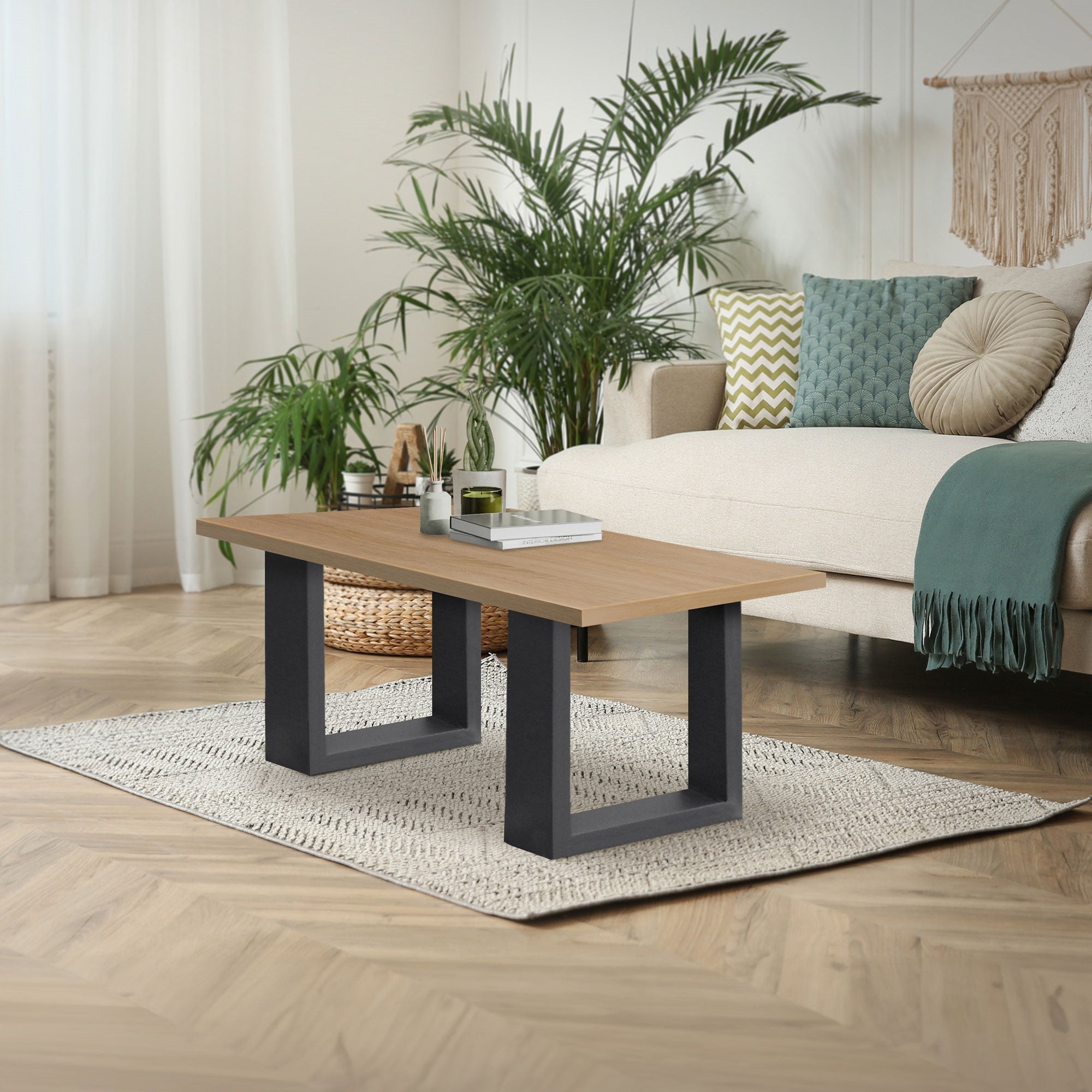 ECD Germany Garten pieds de table acier anthracite 40x43 cm lot 2