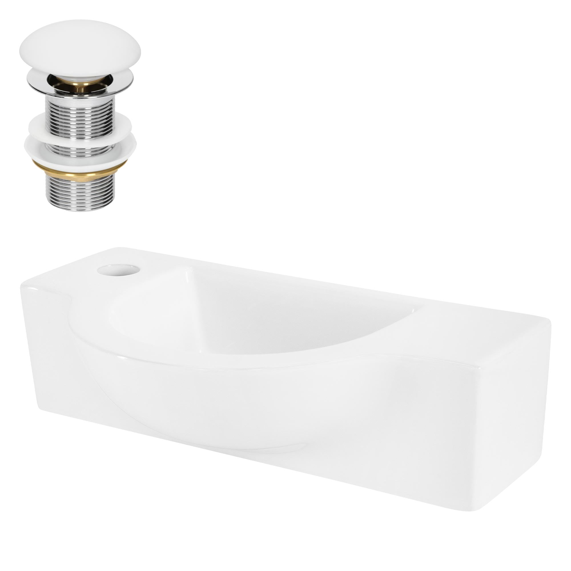 ML-Design lavabo céramique 44,5x25,5 blanc sans trop-plein