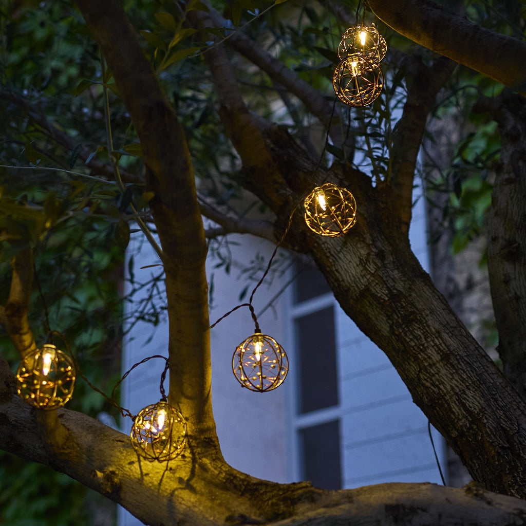 Red Deco Rusty Light guirlande solaire 10 boules 4m marron