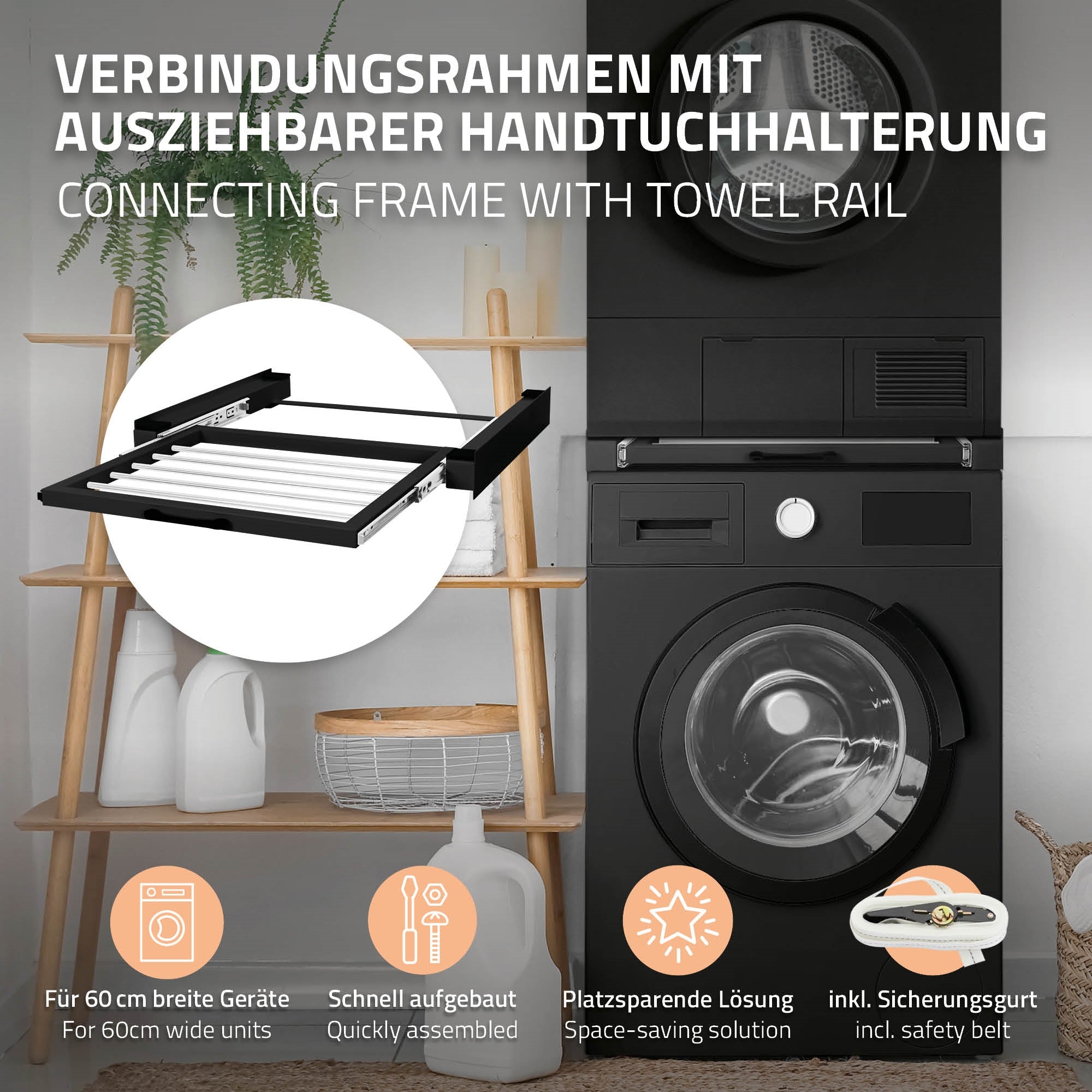 ECD Germany Möbel cadre superposition noir 60,5x54,5 cm