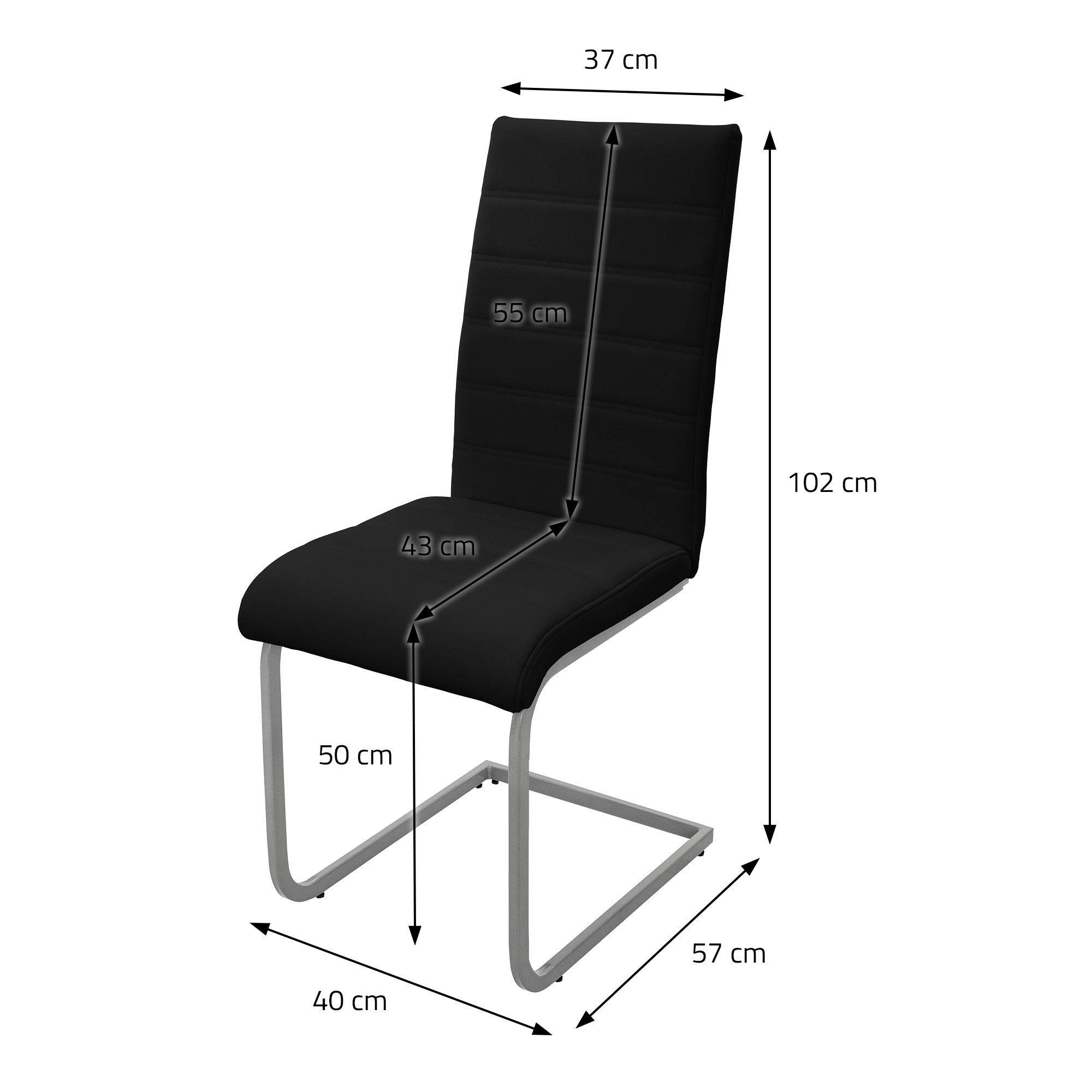 ECD Germany Möbel chaise cantilever similicuir noir lot 6
