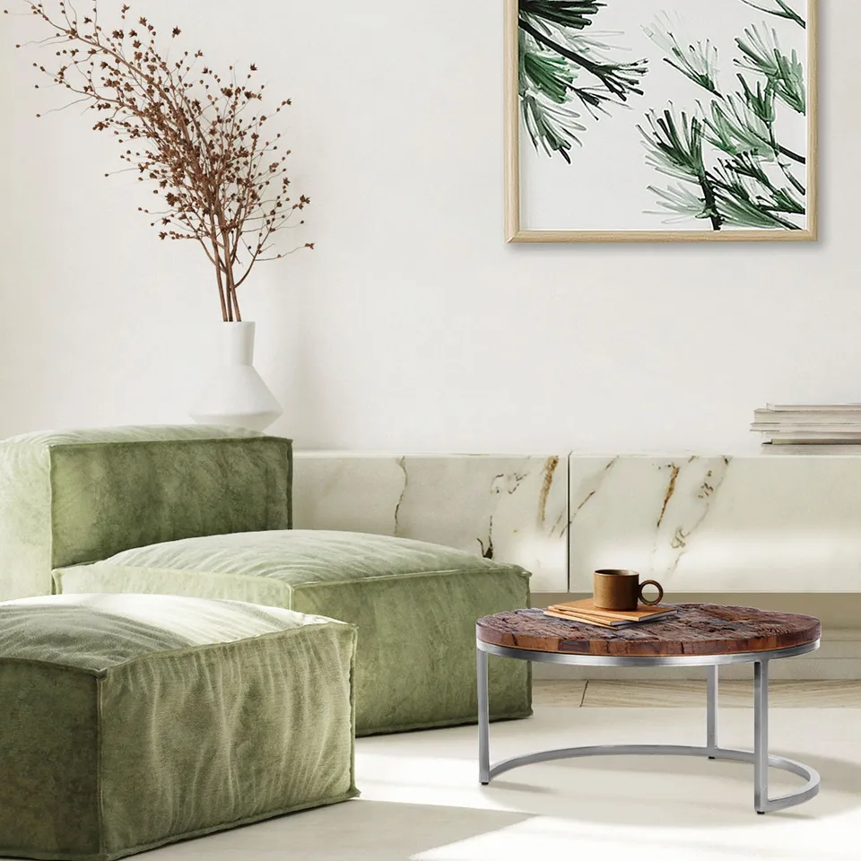 ECD Germany table basse acacia naturel Ø 70x35 cm