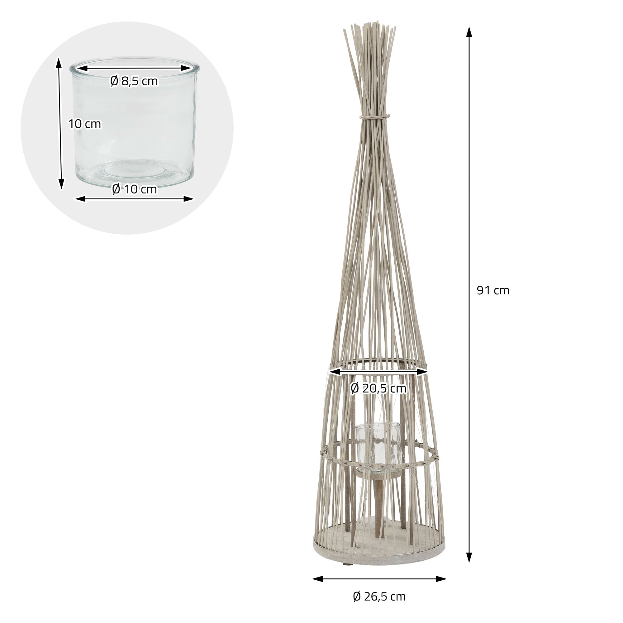 ECD Germany Garten lanterne bambou 91 cm bois avec LED