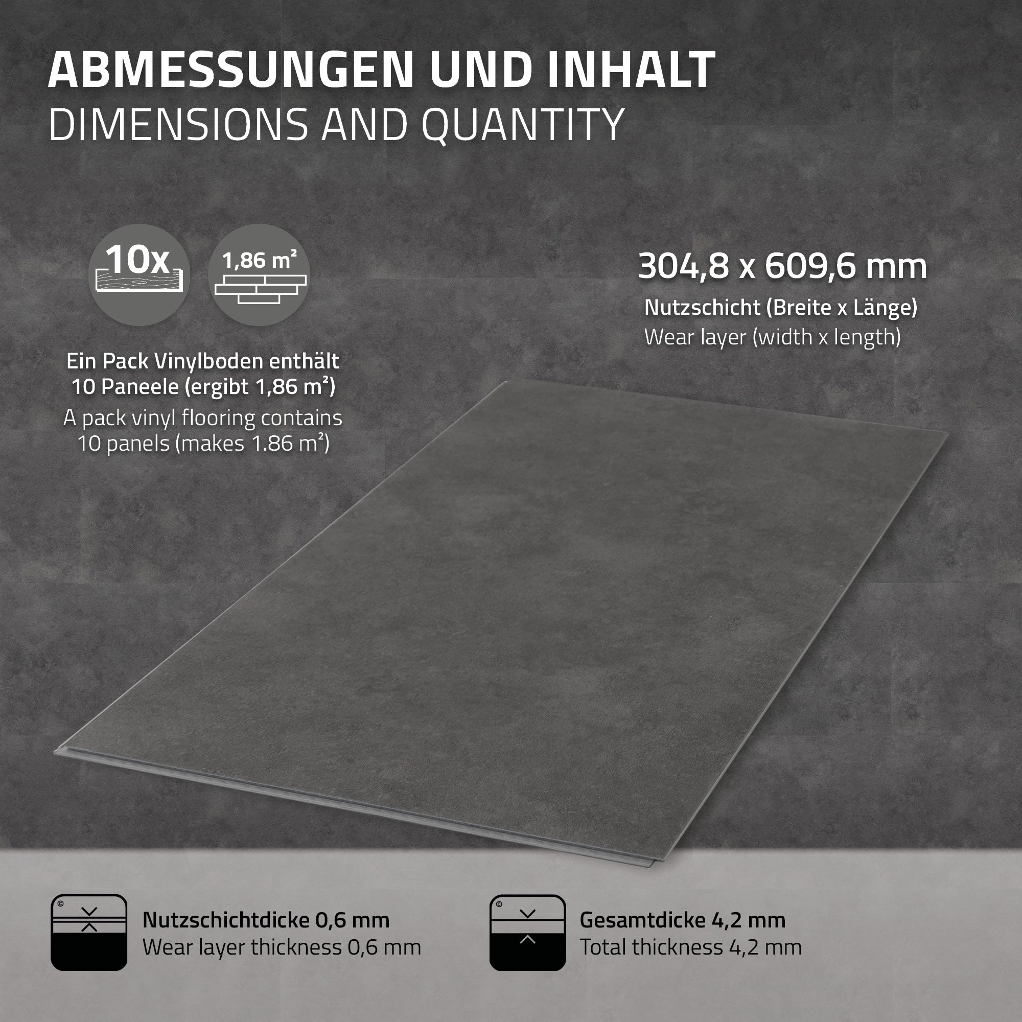ML-Design Sol vinyle clipsable ciment foncé 3,72m² 20 lames