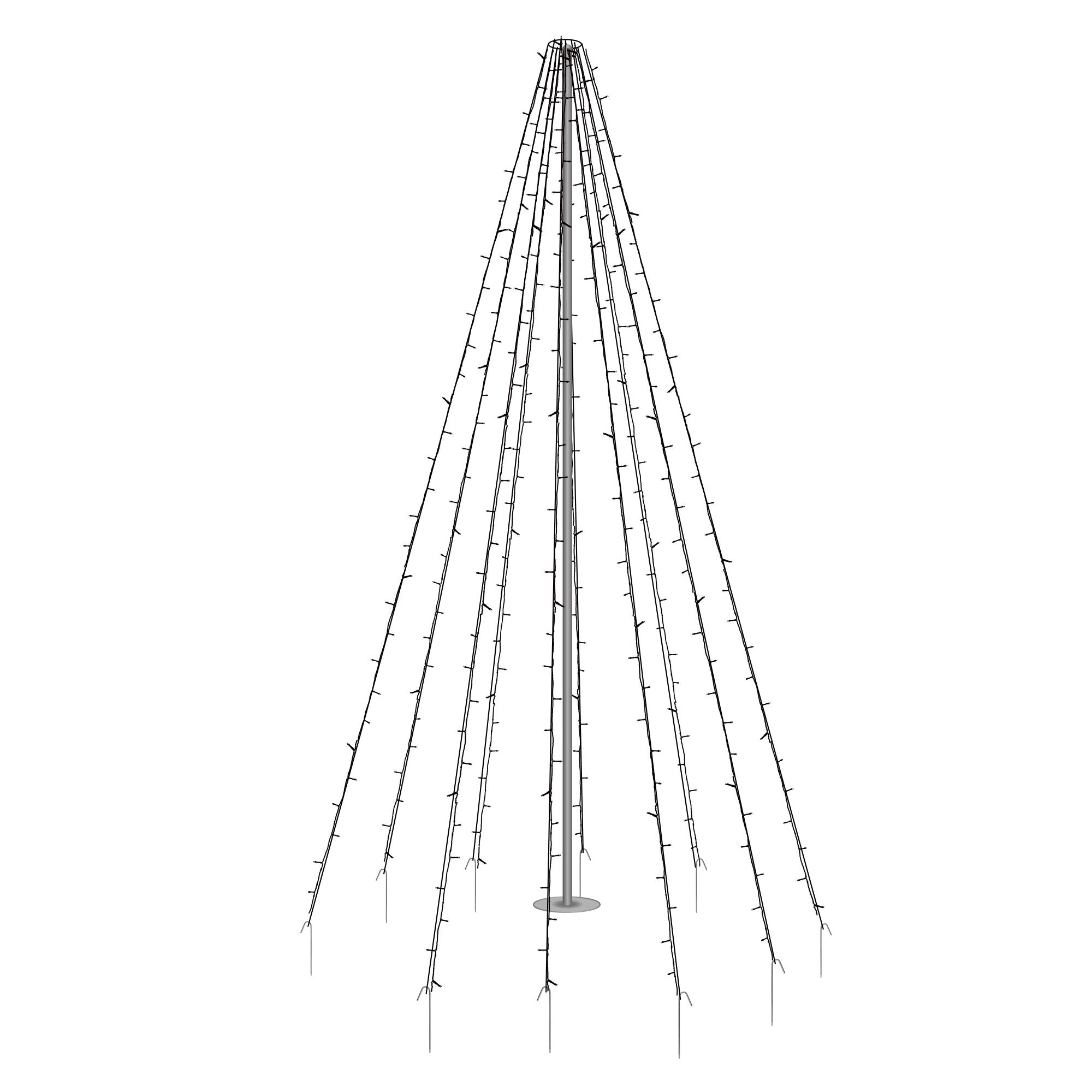 ECD Germany Guirlande Mât LED Blanc Chaud 192 LED 208 cm