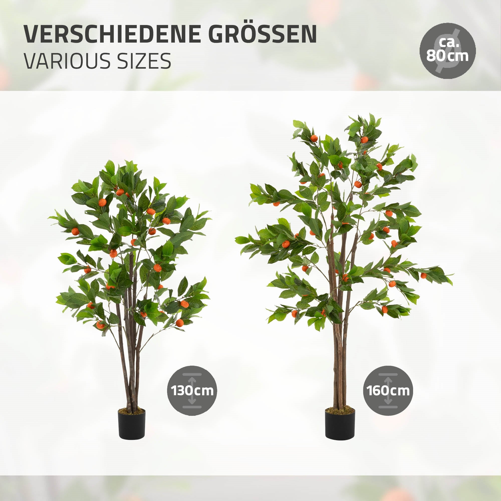 ECD Germany Haus Oranger artificiel 130 cm avec fruits et pot