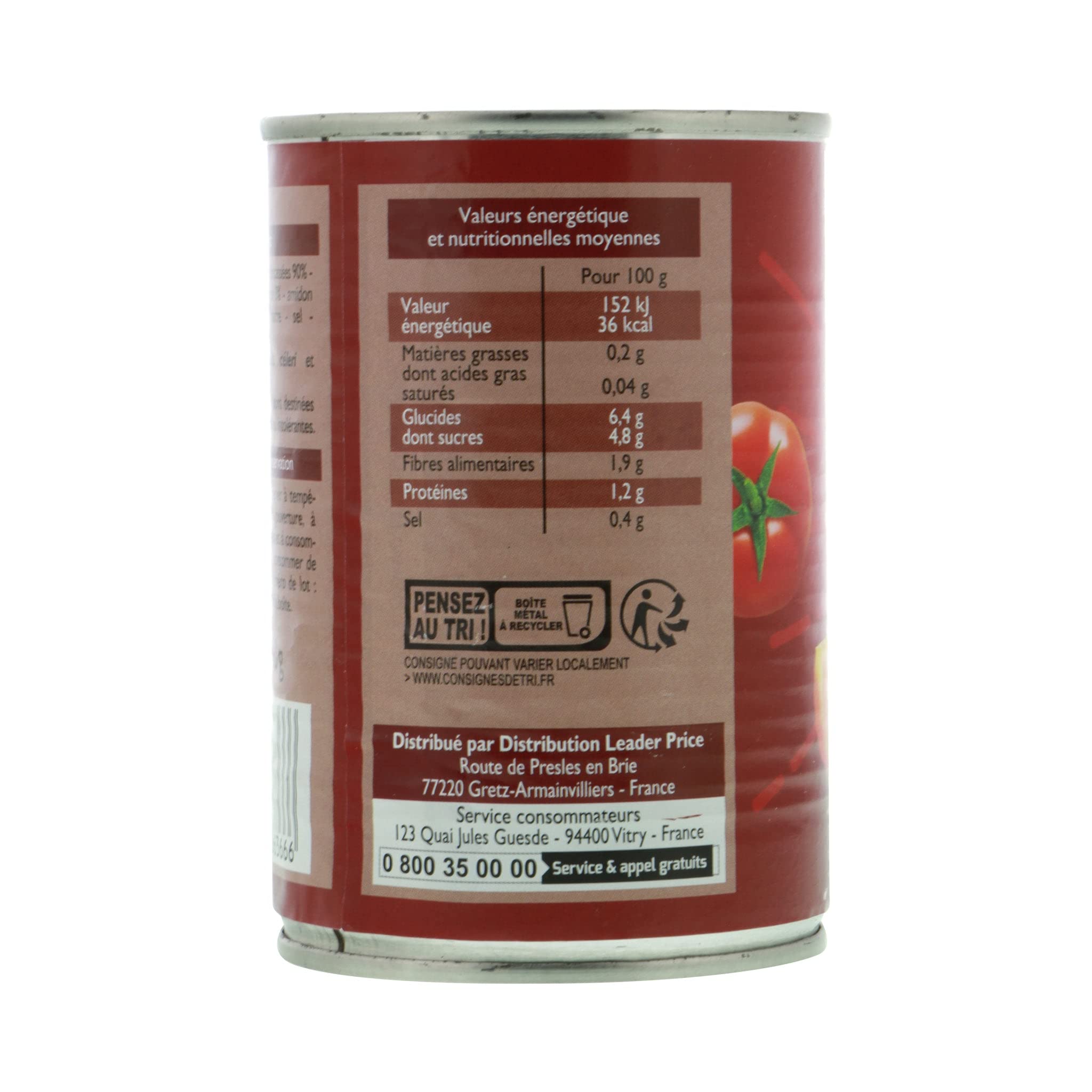 Leader Price Chair de tomates conserve 400g pour sauces