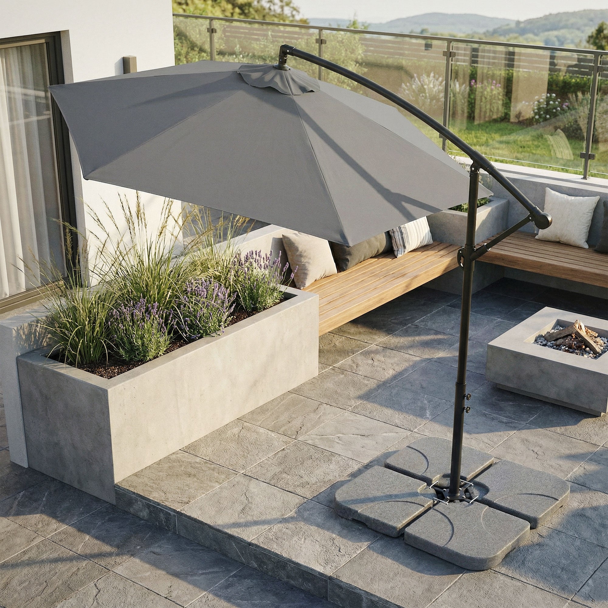 ECD Germany Garten pied parasol steinoptik 4 pièces 60 L