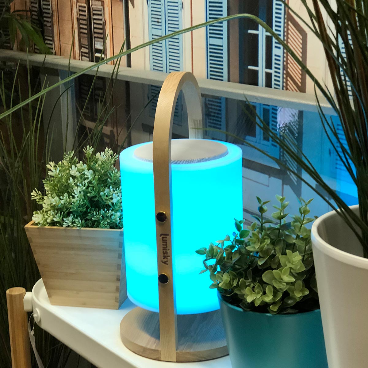 Red Deco Woody Play H37cm lampe sans fil enceinte bois