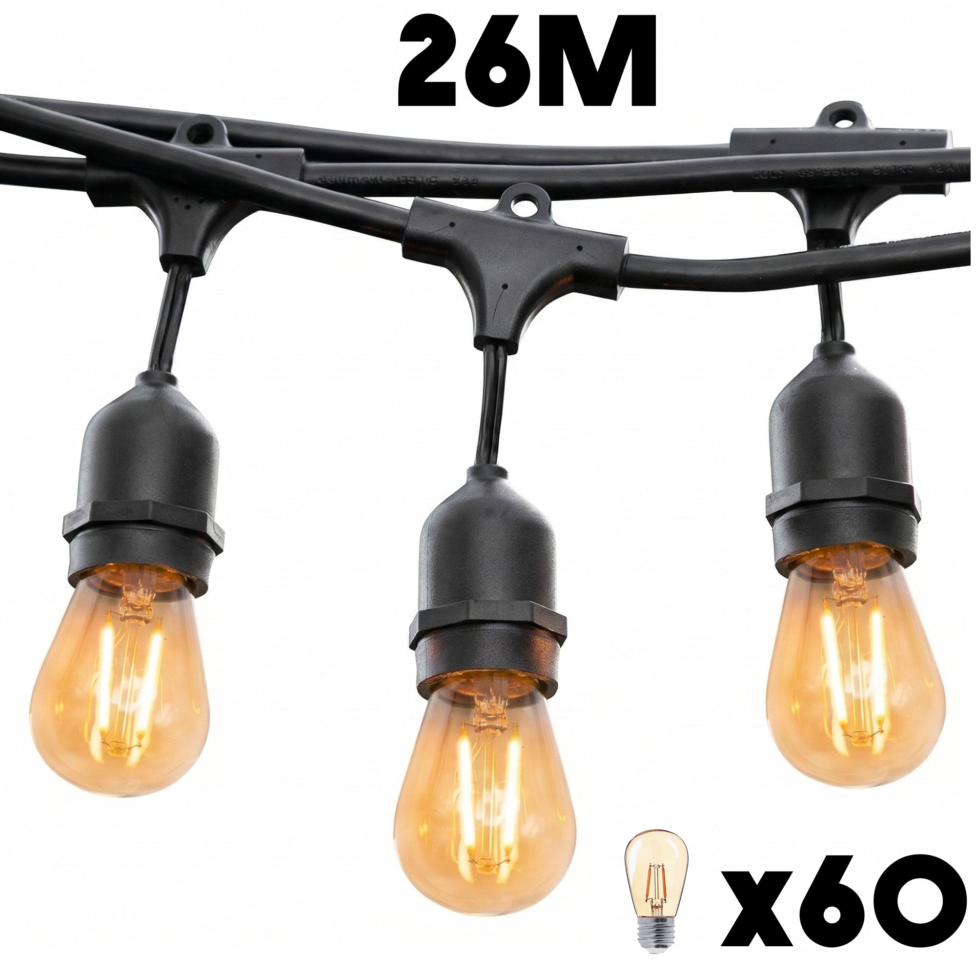 Red Deco Mafy Light guirlande 26 m 60 LED E27 blanc chaud