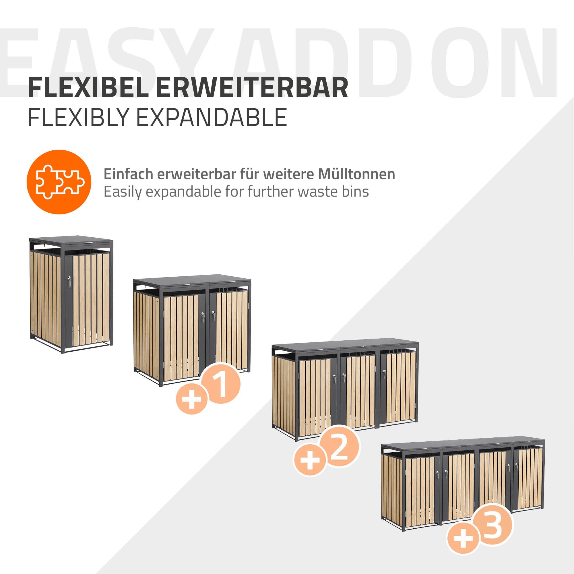 ECD Germany Garten Cache-Poubelles Triple 240L Aspect Mélèze