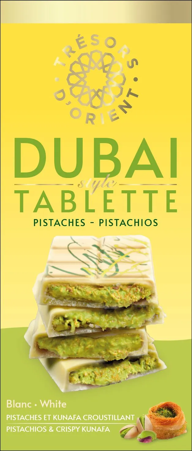 Stokomani Épicerie et boissons Tablette chocolat blanc Dubaï pistache