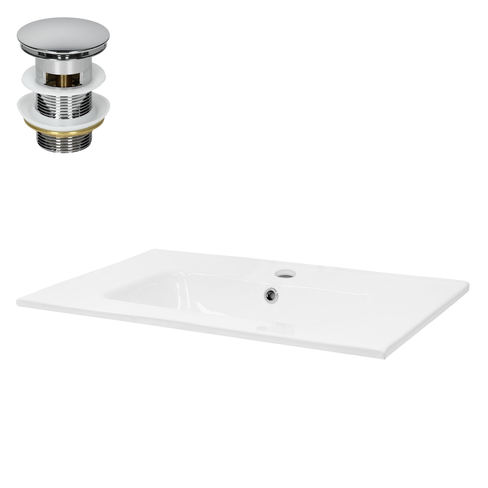 ECD Germany Sanitär lavabo encastrable 71x46 blanc céramique avec bonde