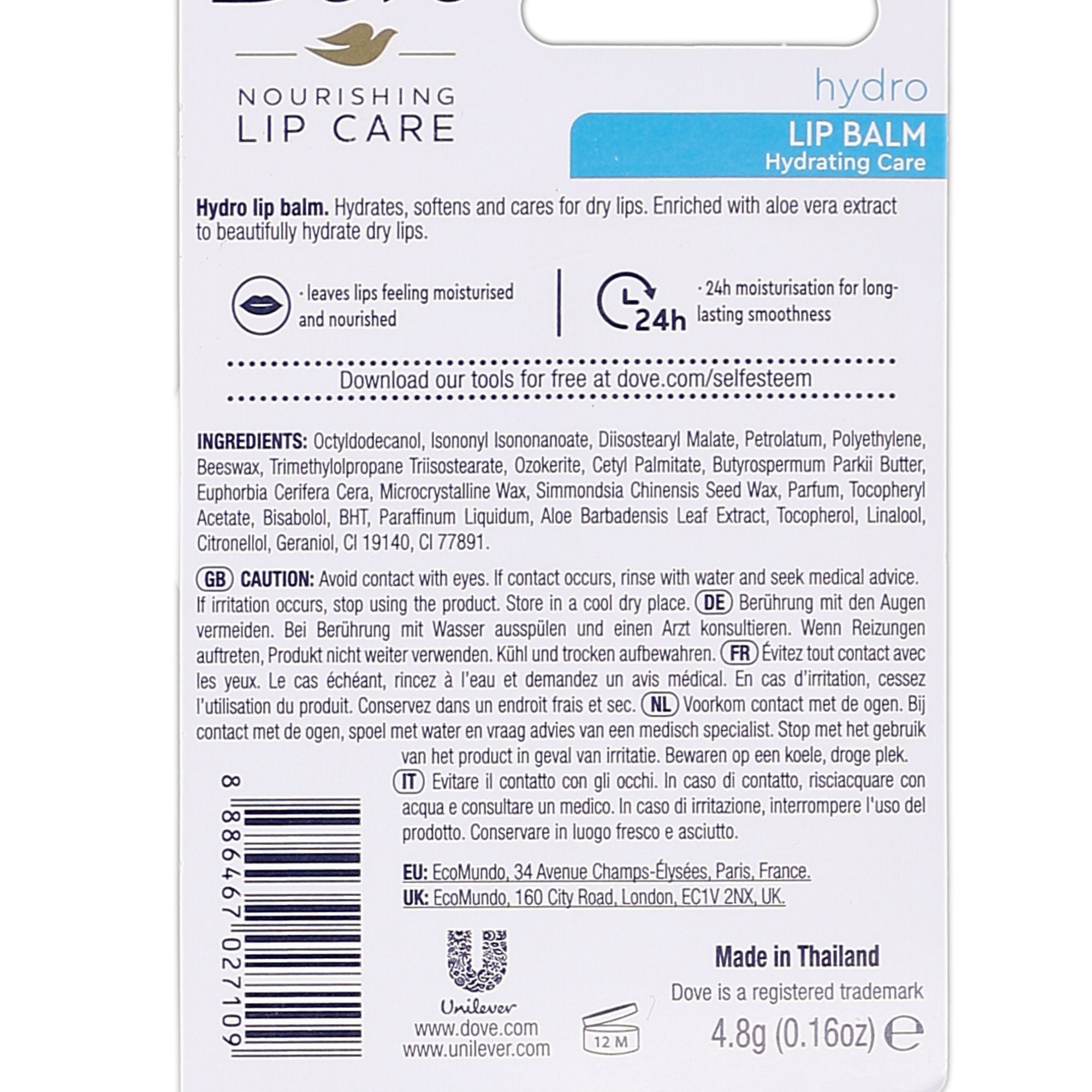 Dove Baume à lèvres Hydro hydratant visage