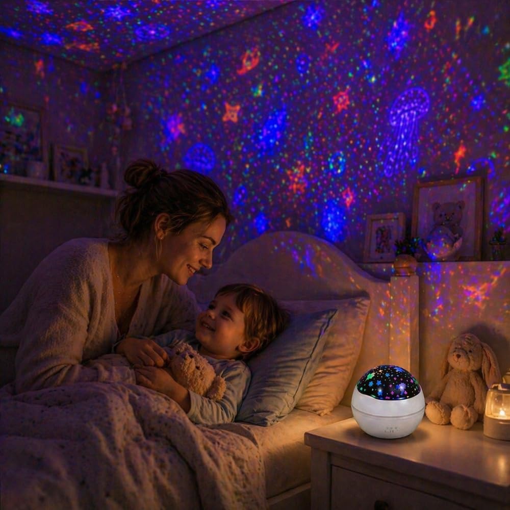 Shop-Story Veilleuse Projecteur Enfant Étoiles Océan 2 en 1