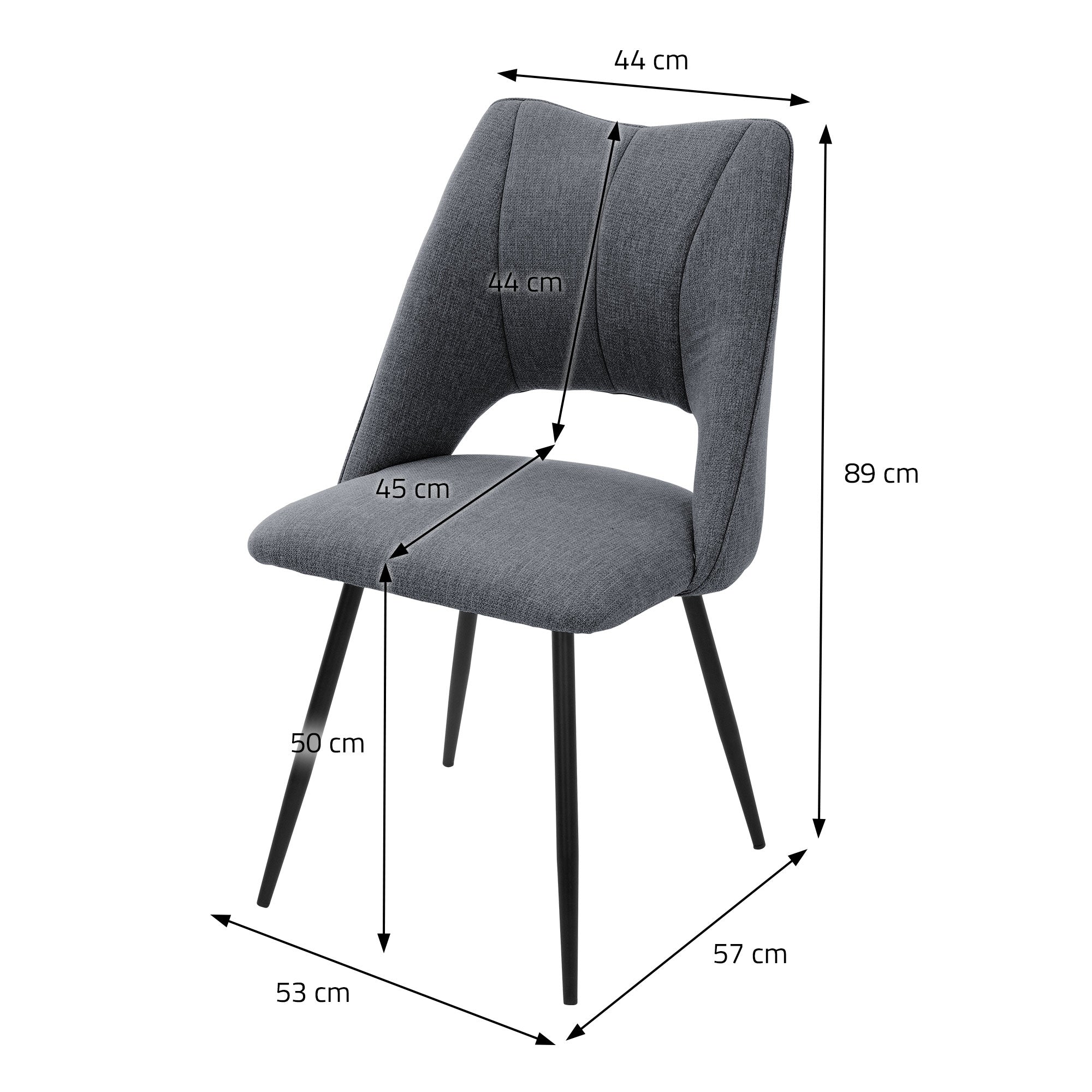 ECD Germany ML-Design chaise salle à manger gris lot 6 rembourrée