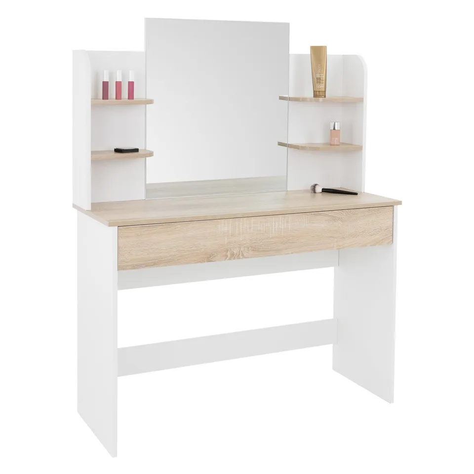 ECD Germany coiffeuse avec miroir blanc 108x40x140 cm