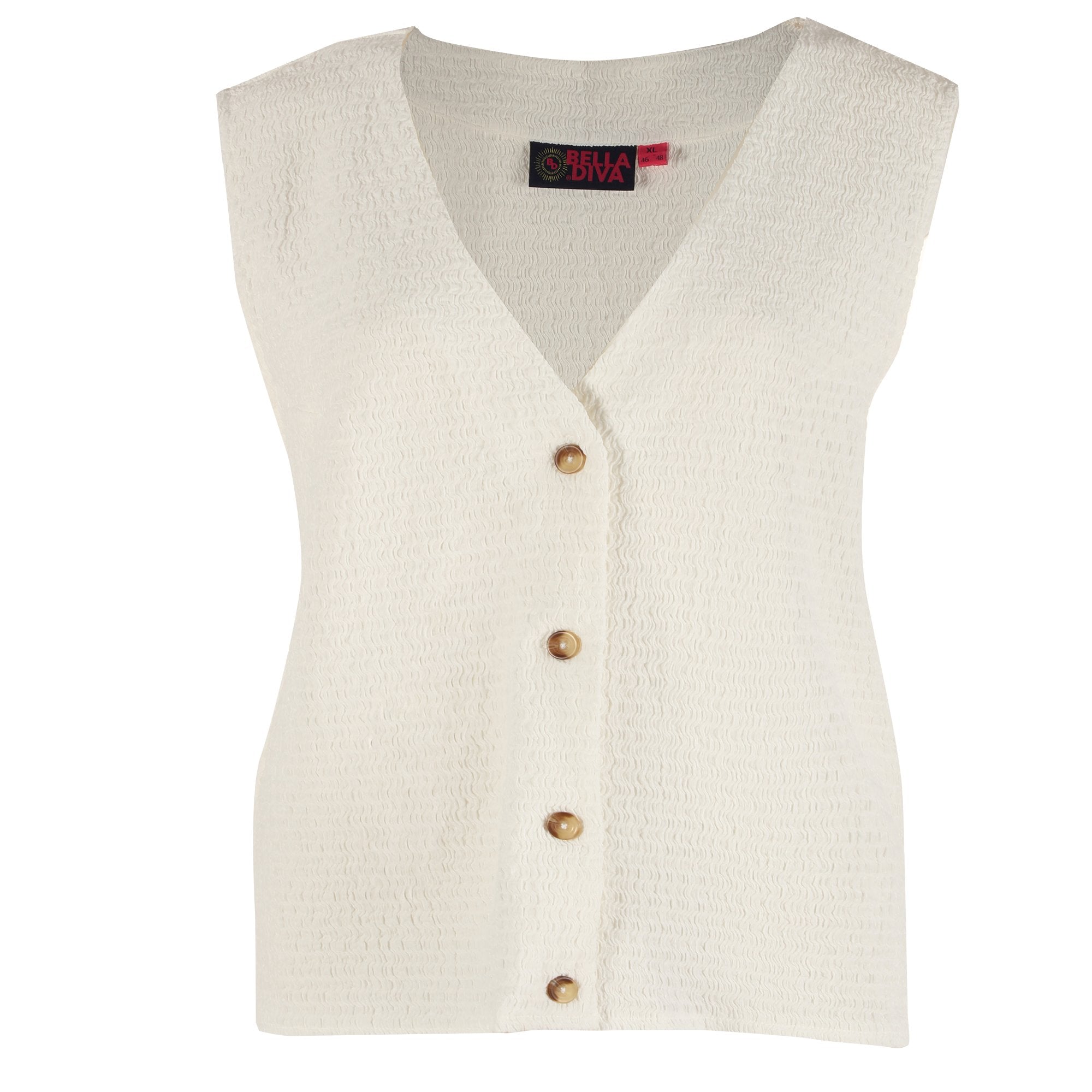 Stokomani Mode Veste sans manche blanc femme XL