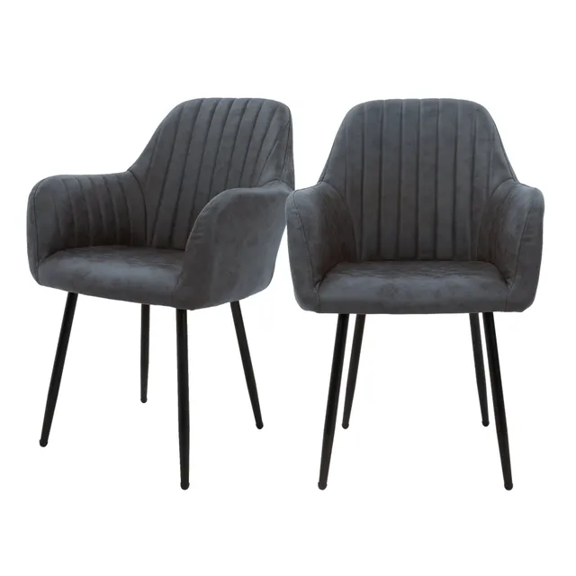 ECD Germany Möbel Chaise Salle à Manger Velours Anthracite Lot 2